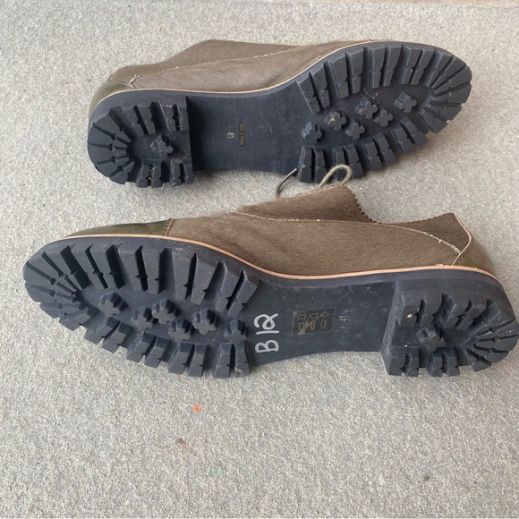 All Black Green Cowhide Leather Lace Up Oxfords Size 41 - Picture 6 of 7